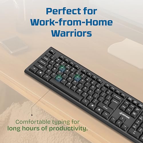 Image of Wireless Keyboard for Laptop, PC & Tablet, 2.4GHz Ultra Slim Keyboard with Soft Silent Keys, Adjustable Stand, UV Coated Keycaps, 10M Wireless Range, Black