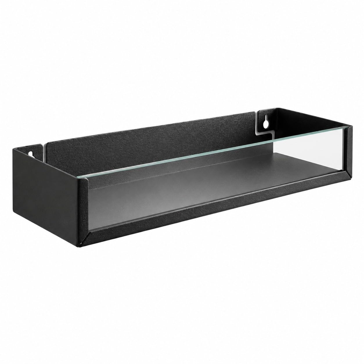 LEVON Wall Mounted Metal Shelf with Glass Guard Rail, 12 x 4 x 2 Inch, Multipurpose Floating Storage Rack for Kitchen, Bathroom, Bedroom & Living Room, Black-picture-10