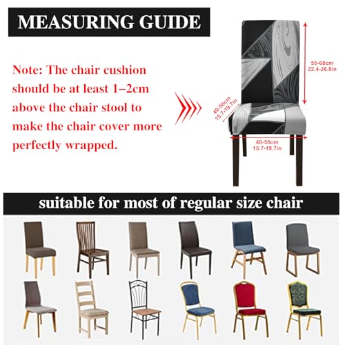 Jaotto Coprisedia Elasticizzati con Schienale 4 Pezzi, Fodere Coprisedie Universale per Sala da Pranzo Cucina, Moderno Coprisedia Lavabile Estraibile, Coperture per Sedie(Geometria Nera,4 Pezzi)