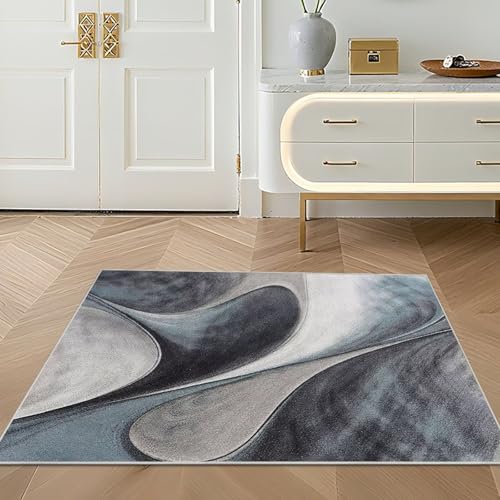 Tapis de chambre 120x200cm gris noir abstrait pour salon