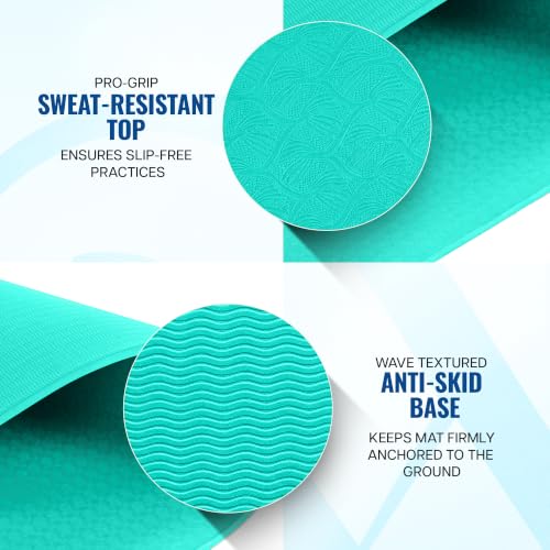Image of Wiselife Intention 6mm Yoga Mat for Men & Women | Anti-Slip TPE Exercise Mat for Yoga, Pilates, Workout & Fitness (Sea Green, 6 MM)