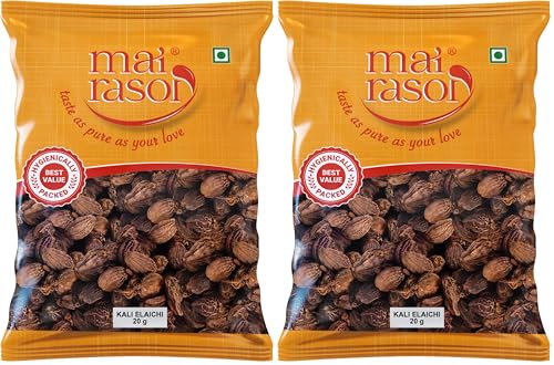 Image of MAI RASOI Black Cardamom /Badi Elaichi Sabut /Moti Kali Elaichi Whole (20 Gm) (Pack of 2)