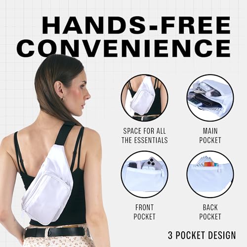 Image of Fanny Pack for Men & Women - Waist Bag Pack - Lightweight Belt Bag for Travel Sports Hiking, Solid White v2, One Size