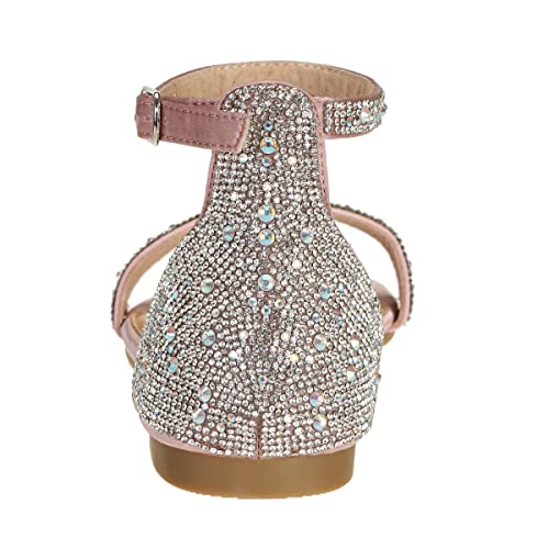 SheSole Women's Sparkly Rhinestone Strappy Flat Sandals Bridal Wedding Dress Shoes Champagne3