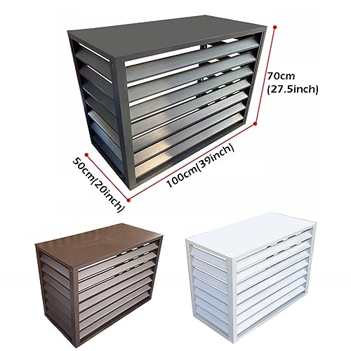 Carcasa de aluminio resistente gris para ocultar aire acondicionado con acabado de persianas 3