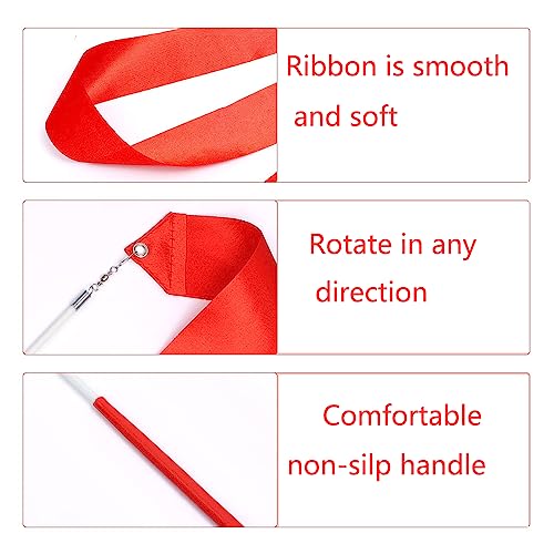 HREDZEO Dance Ribbons,4M Dance Streamer Rhythmic Gymnastics Ribbon Gym Dancing Streamers Gymnastics Dancing Ribbon Wands for Kids Adults Artistic Dancing Talent Shows - Image 3