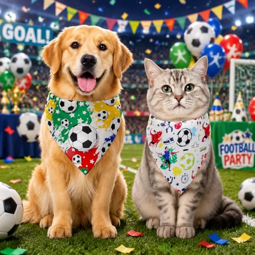 3 Pcs Dog Bandana Soccer, Cute Football-Themed Pet Bibs Scarf for Small Medium Dogs & Cats, Breathable Triangle Headband Costume for Daily Wear, Party, or Game Day Cheer – Fun Football Pet Accessories — view 6