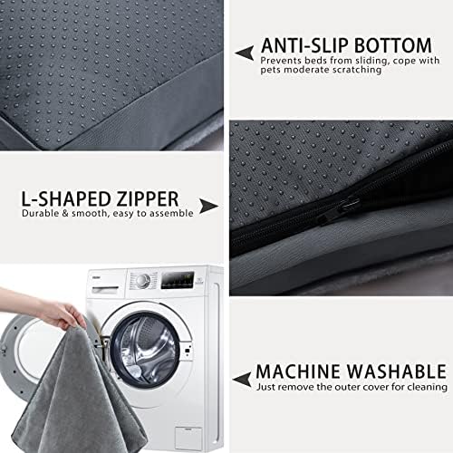 Dog Crate Bed Waterproof Deluxe Plush Dog Beds with — texture and fabric close-up