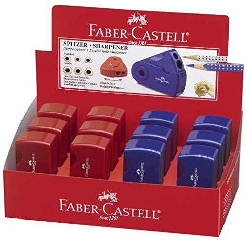 Dosenspitzer doppelt rot+blau FABER CASTELL 182701 m.Schutzh VE=12(Liefermenge=12)