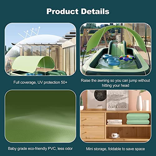 LVLUOKJ Inflatable Swimming Pool with Awning and Water Slide, Summer Large Pools for Family, Children's Paddling Pool Inflatable Water Park Outdoor Backyard Garden Water Party – Bild 5