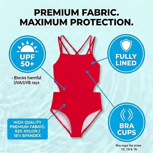 Image of Kanu Surf Girls' Beach Girl Sport Cut-Out One Piece Swimsuit