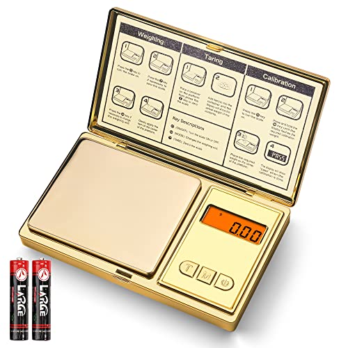 GRAM PRES Digital Scale Gram, 300g/0.01g Pocket Scale Gold Yellow Scale with LCD, Portable Mini Scale, Mini Jewelry Scale for Weed Food Herb Coins Drug