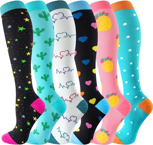 Image of bropite Compression Socks 20-30 mmHg,6 Pairs Knee-High for Running,Nurses | Graduated 20-30mmHg support,better circulation,swelling relief,unisex all-day comfort for pregnancy & activity