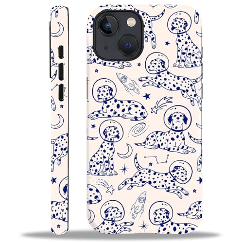 ANLUN STORE Case for iPhone 13 iPhone 14, Hybrid Dual Protection Soft TPU + Hard PC Shockproof Cover Anti-Scratch & Slim Protective for Men Women Case Space Dog Astronaut Line Art Design