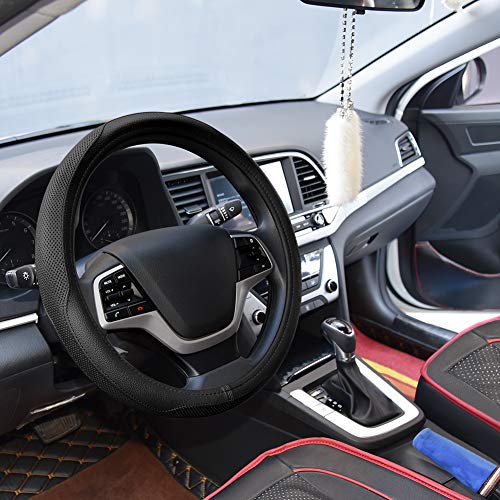Ylife Microfiber Leather Car Steering Wheel Cover, Universal 15 inch Breathable Anti Slip Auto Steering Wheel Covers (Dark) - Thumbnail 4