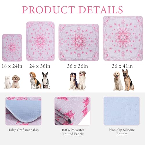 Image of Homimp Washable Pee Pads for Dogs, 2 Pack Reusable Puppy Pads Waterproof, Absorbent and Leakproof Dog Pee Pads, Non Slip Puppy Training Pads, Pet Mat for Floor,Crate,Couch,Whelping,Pink, 36 inchx41 inch