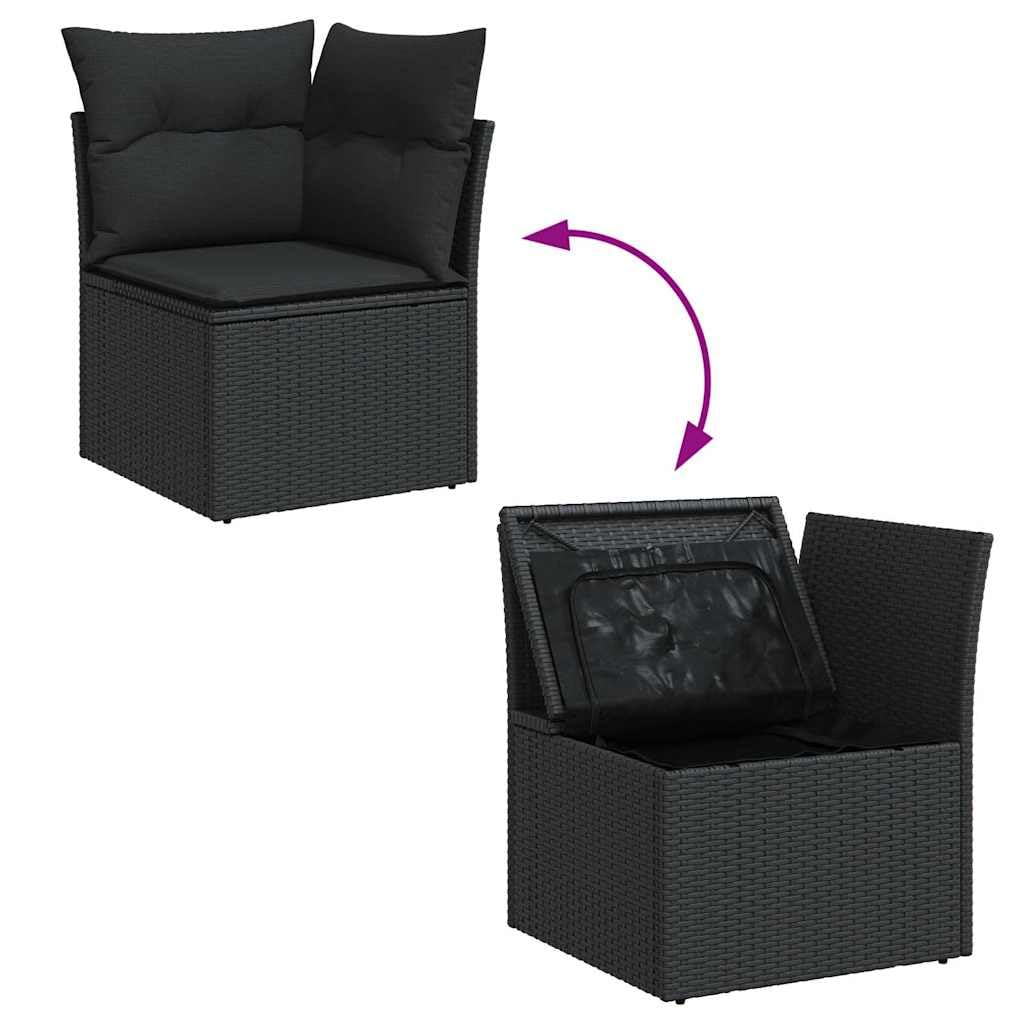 Sofa ogrodowa czarna rattanowa PE 62 x 62 x 69 cm z poduszkami