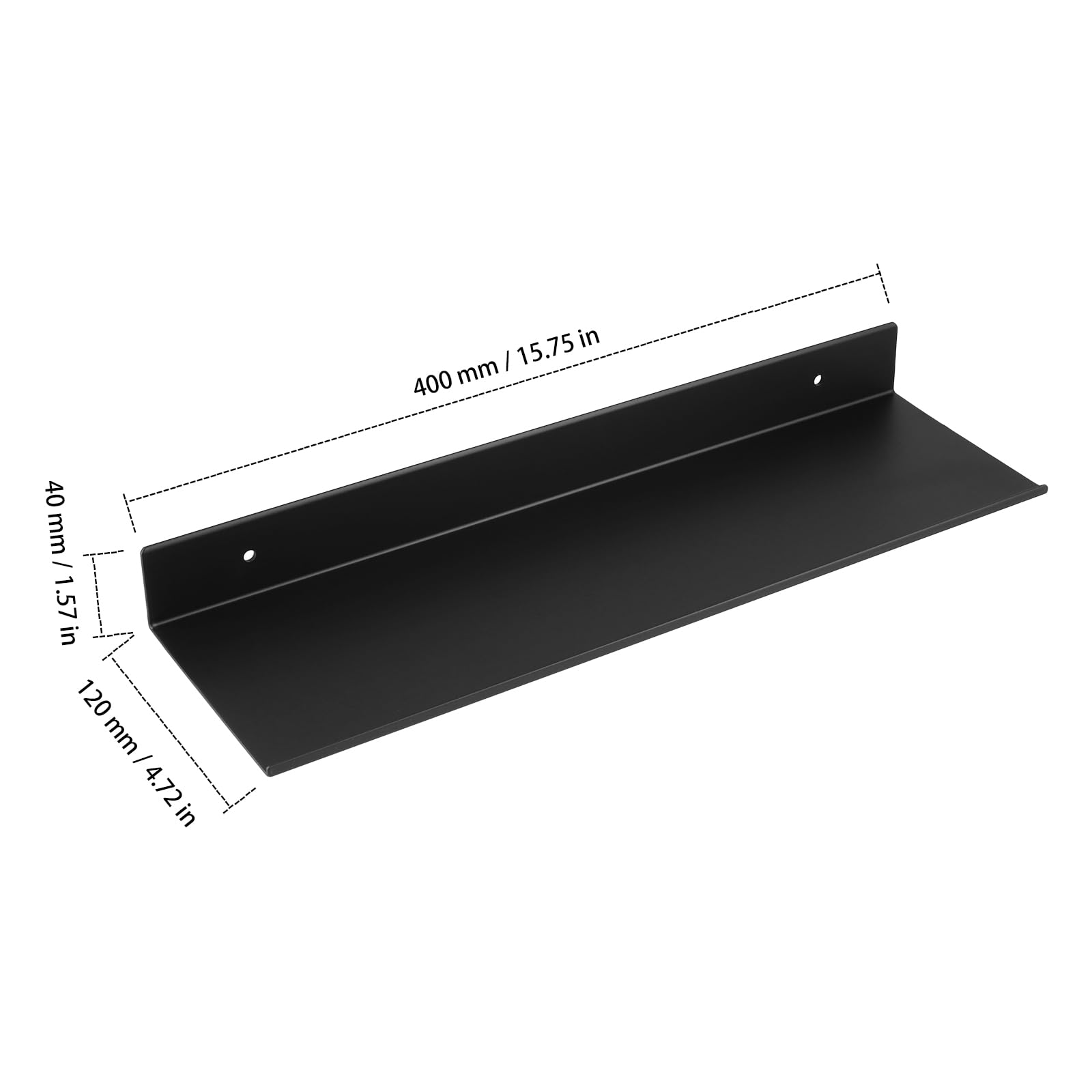 3-częściowy zestaw metalowych półek ściennych, 40 cm, czarne, wiszące półki ścienne ze śrubą do łazienki
