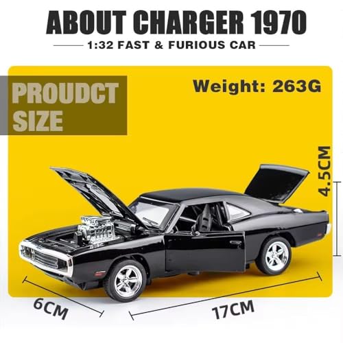 Image of F & F 7 Dodge Charger 1:32 Model Car with Box, Zinc Alloy Pull Back Toy car with Sound and Light for Kids Boy Girl Gift [Colors as Per Stock]