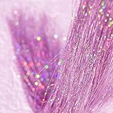 47' Holographic Hair Tinsel Shining Pink Professional Sparkle Heat-Resistant Silk Extensions, Easy...