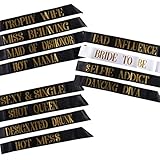 12Pcs Bachelorette Sashes Bride to Be Sash for Wedding Bridal Tribe Bachelorette Party bridal shower and hen party Decorations Supplies （black）