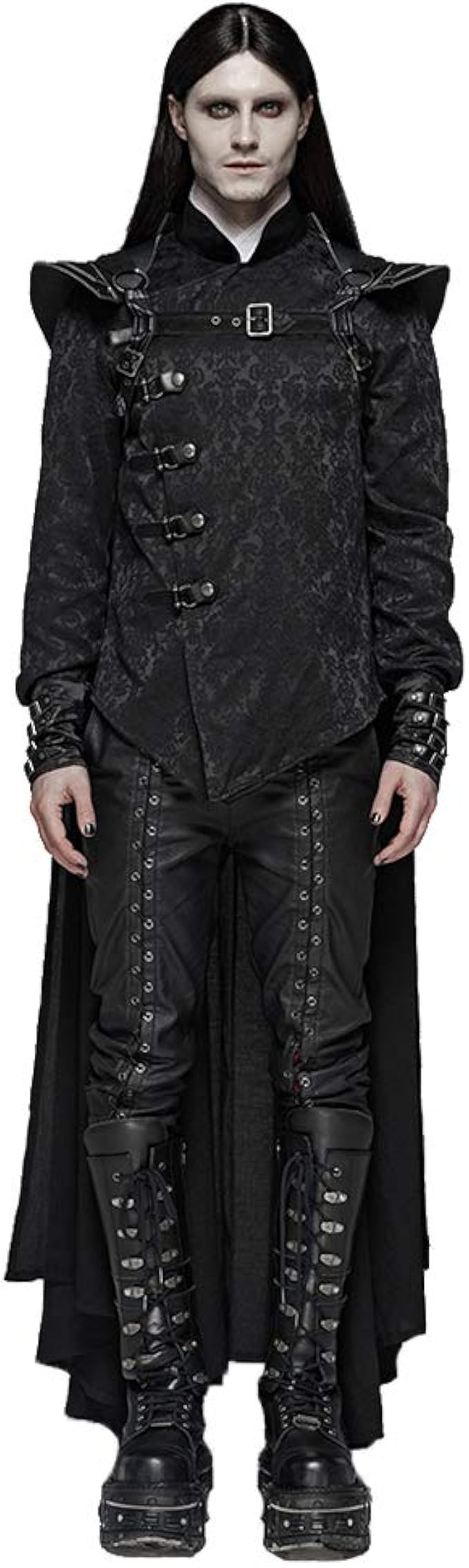 Amazon パンクレイブメンズパンクロックパーソナリティロングマントファッションパンクシューティングコスチュームハロウィンナイトステージパフォーマンスコスチューム コート ジャケット 通販