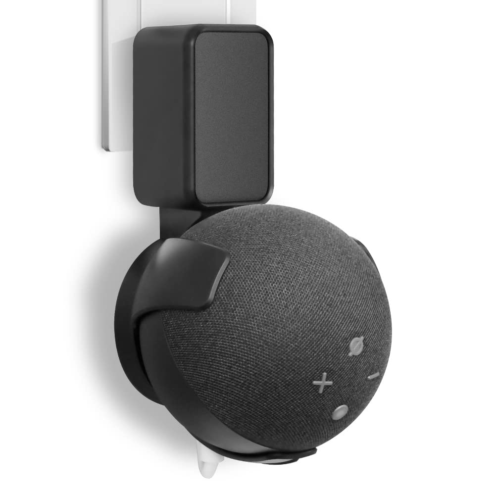 ProudBird P4 Amazon Alexa Echo Dot 4th Generation Wall Mount Holder, Built-in Cable Management, Space-Saving, Hide Messy Wires(Not Include Amazon Smart Speaker)【1 Pack, Black】