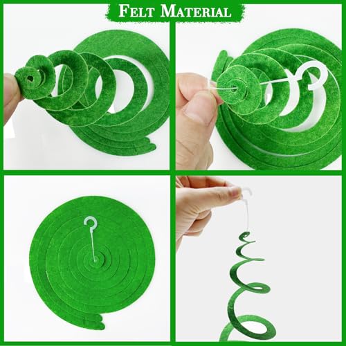 Image of 36Pcs Green Hanging Swirl Decorations Ombre Green Felt Swirl Streamer Spiral Ceiling Garland for Spring Summer Birthday Wedding Graduation Christmas St Patrick's Day Holiday Party Supplies
