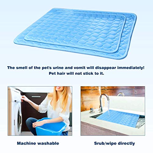Meilimiyu Washable Dog Cooling Mat Ice Silk Pet Self Cooling Pad Blanket (40X28 In, Blue) #TOP4