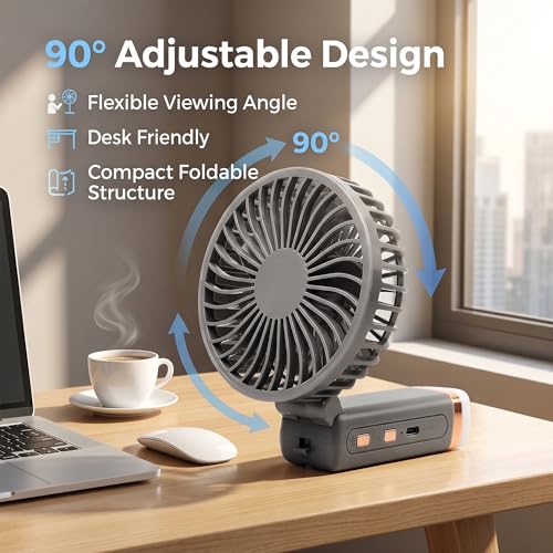 Image of Niwlix Portable Mini Hand Fan Rechargeable 3 Speed Modes, 1200 mAh Battery For Travel, Office & Makeup, Mini Fan, Hand Fan, Small Fan - Grey