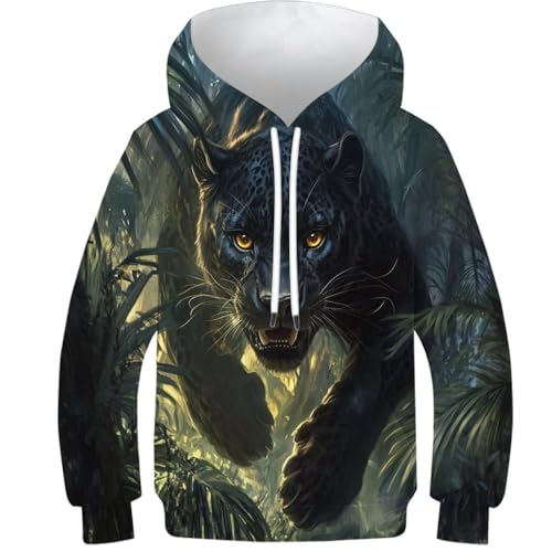 Sweatshirt enfant motif léopard 3D avec poches pour adolescent
