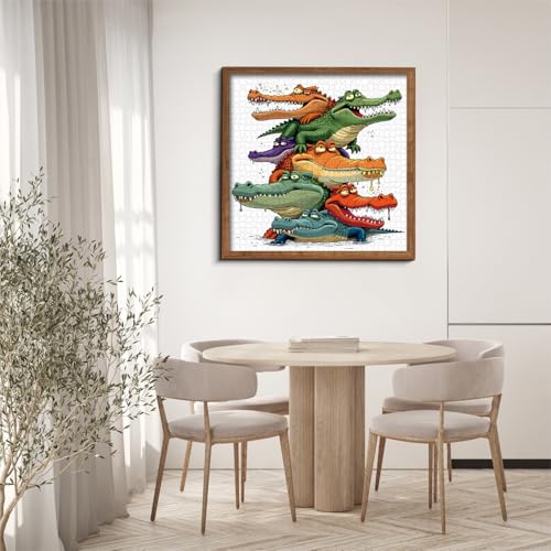 Crocodile Family Puzzles for Adults 1000 Pieces, Funny Cute Animal Jigsaw Puzzles, Challenging Crocodiles Art Puzzle as Home Wall Decor miniatura 5