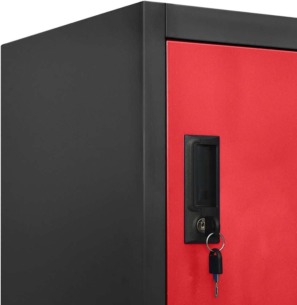 Anthracite and Red Steel Standard Locker Cabinet with Six Compartments, Durable Powder-Coated Steel Construction and Secure Cam Locks for Office Storage Organization