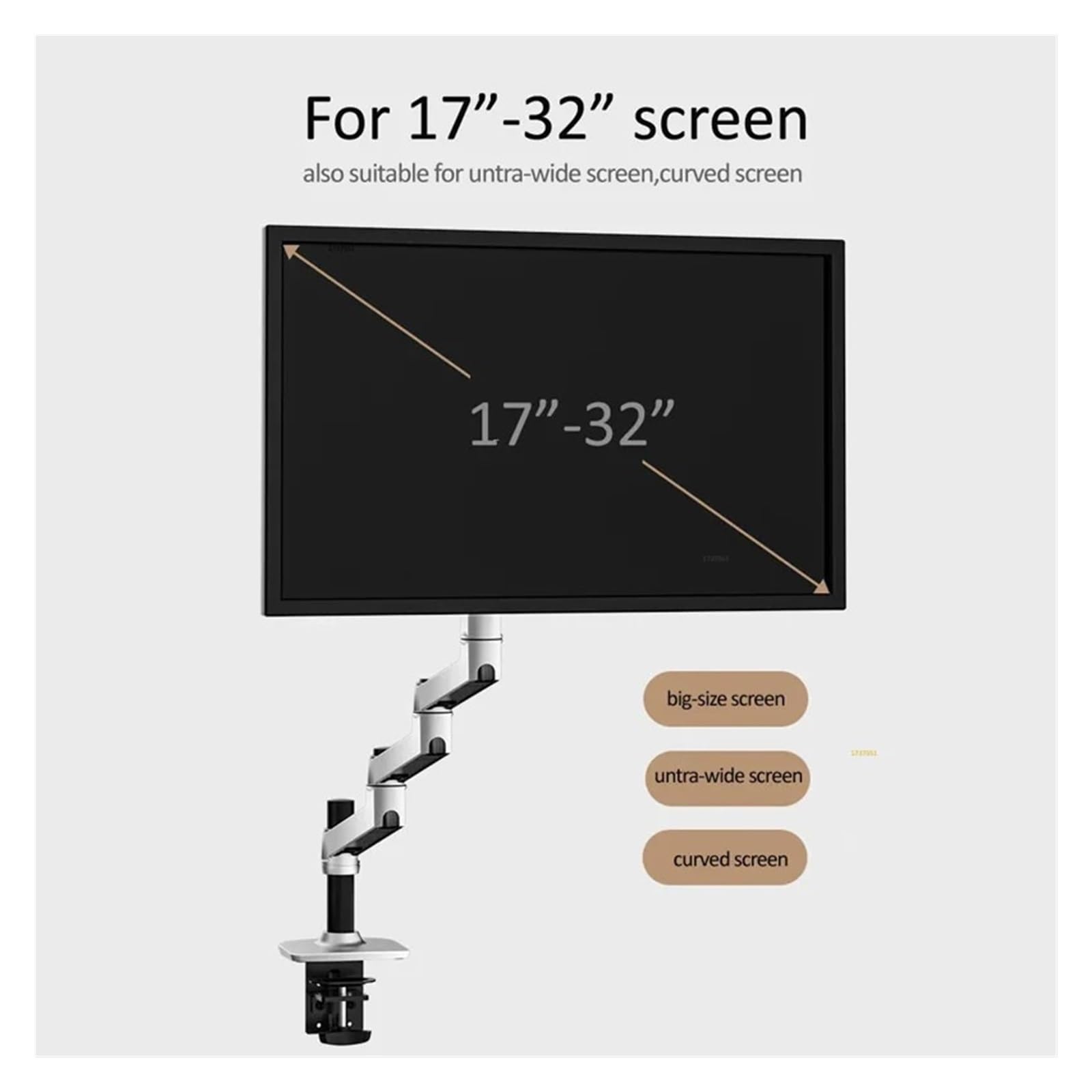 Supporto for monitor in alluminio, braccio extra lungo 17-32" 3-6 kg