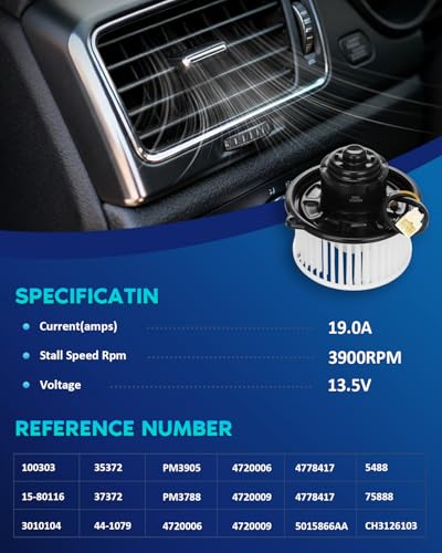 Image of BDELI HVAC Front Blower Motor Fit for 94-98 RAM 1500, 94-01 RAM 2500 | 94-98 DODGE RAM 3500, 93-98 JEEP GRAND CHEROKEE: 700010, PM3905 PM3788 4720006
