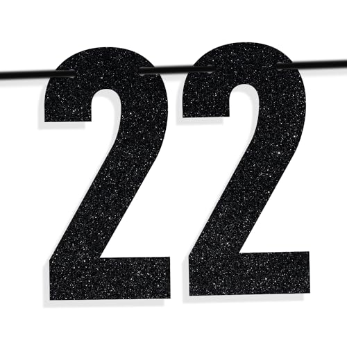 Image of Black Glitter Holy Sh*t You're 22 Banner, Happy 22nd Birthday /Cheers to 22 Years, Funny 22nd Birthday Party Decorations Supplies