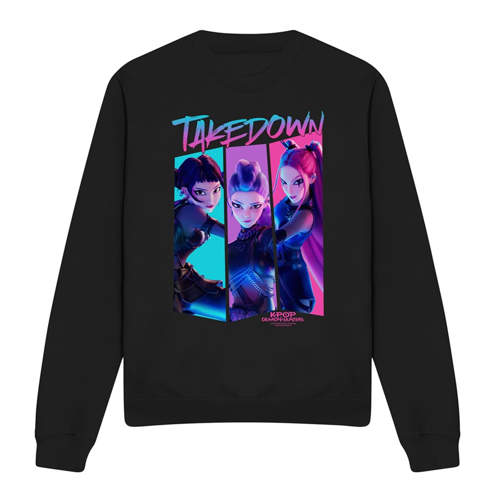 Kpop Demon Hunters Huntrix Demons Takedown Comic Unisex Sweatshirt, Black, XX-Large