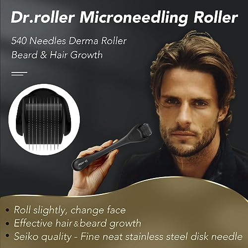 Drroller-Derma-Roller-Hair-Growth-Men-and-Women-Beard-Roller-Microneedling-Roller-for-Growth-540-05mm-Titanium-Micro-Needles-Beard-Growth-Roller-Derma-Roller-for-Stimulate-Beard-and-Hair-Growth