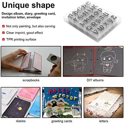 8Pcs Clear Alphabet Stamps, Transparent Silicone Letter Stamps for DIY Scrapbooking Hand Account Photo Card Album Making Decoration