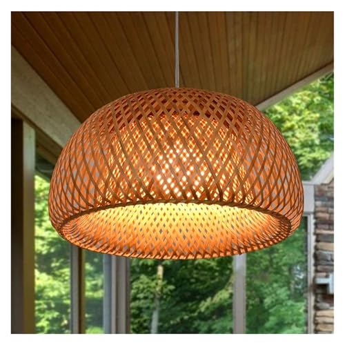 Suspension rotin 45cm luminaire bohème pour salle à manger côtière