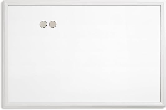 U Brands Farmhouse Board, Dry Erase White Board with White Frame, Office Supplies, Includes Magnets, 20 x 30 2993U00-04