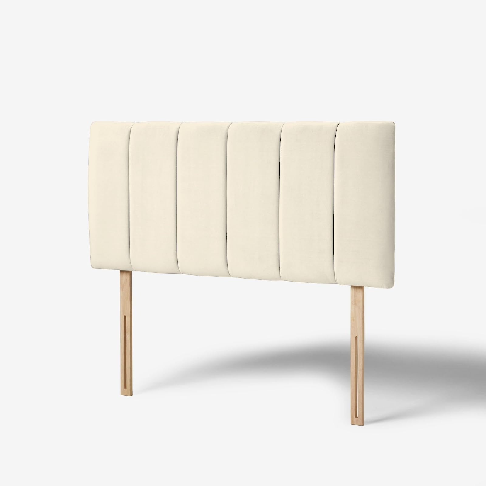 hm bedding Velvet Upholstered Headboard for Divan Beds – 20-Inch Lined Extra Padded Plush Headboard with Wooden Struts – Luxury Bedroom Furniture (Cream, Double)