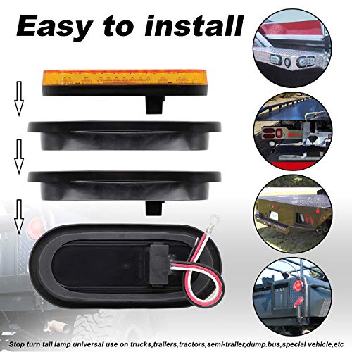 Ledvillage 6 Inch Oval Amber 24 Led Turn Signal Parking Tail Lights For Rv Trailer Caravan Van W/Plugs & Grommet Rear Marker Bulb Heavy Duty Truck Mack 12V Dc (4 Pcs) #TOP5