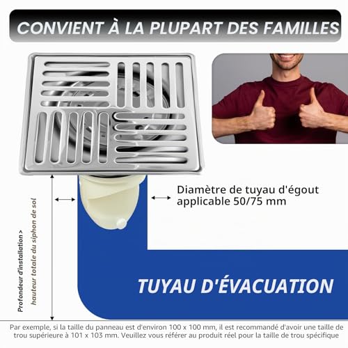 Solution anti-odeur pour douche avec ce déboucheur de sol en acier inoxydable épais