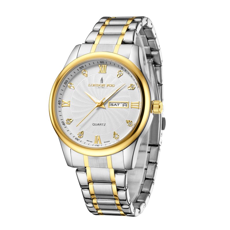 Image of London Fog Carnaby Collection Analog Watch for Men with Round Dial, Day & Date Display, Quartz Movement, Stainless Steel Strap & Water Resistant