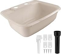 Vista 1 de RecPro Lavabo de Baño Rectangular para RV Lavabo de Tazón Único Fregadero para Autocaravana Plástico (Marrón Arena)