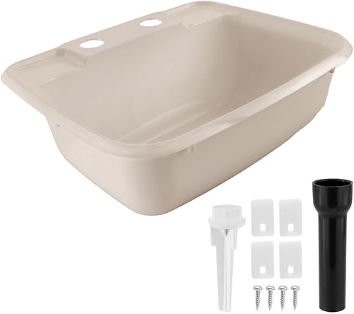 RecPro Lavabo rectangular de baño para autocaravana  Fregadero de lavabo de un solo tazón  Fregadero para cámper  Plástico