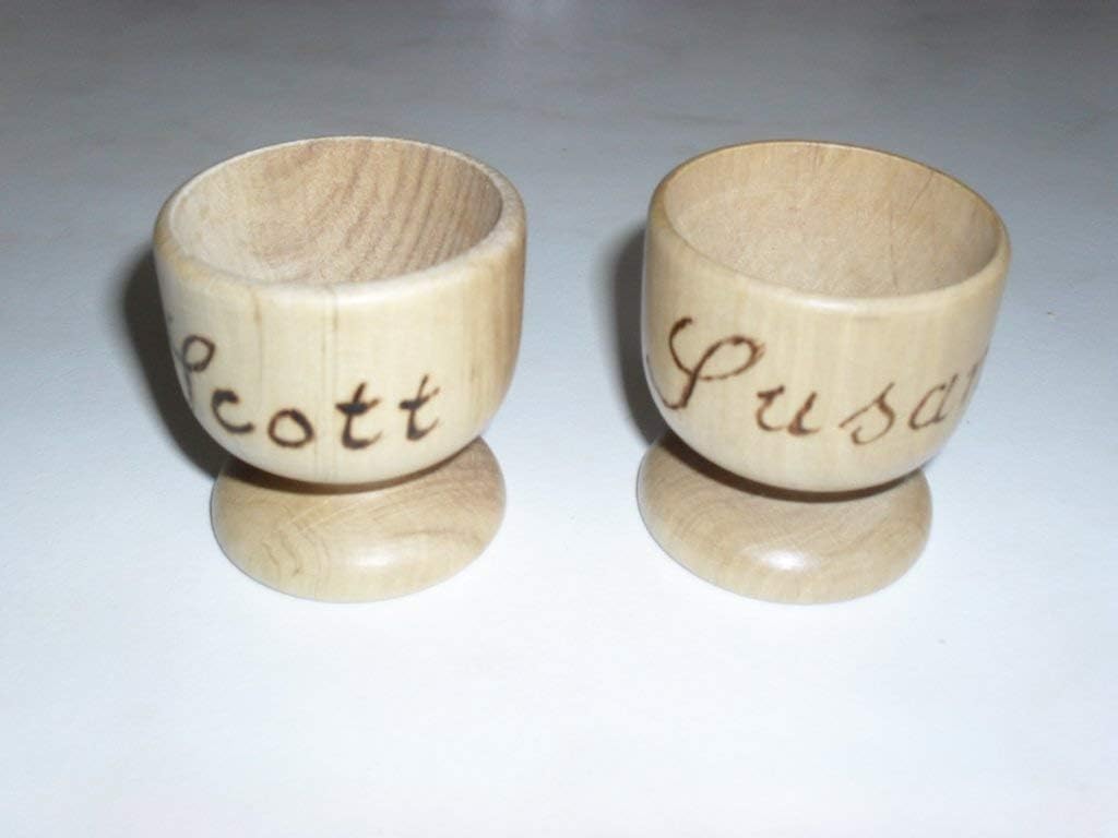 Wooden Egg Cup Personalised with Pyrography