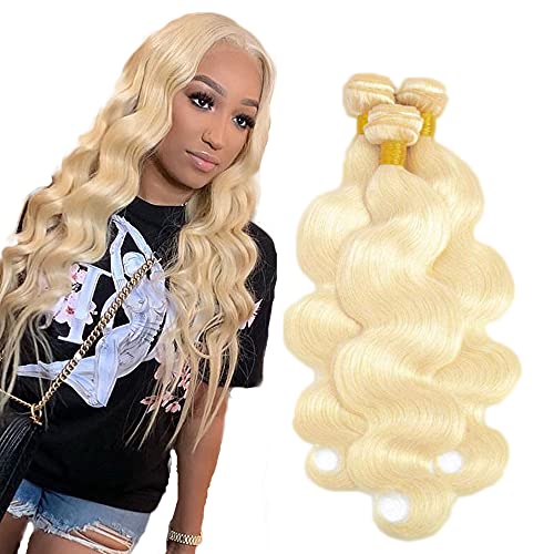 AuokMar 22 24 26 Inch 613 Bundles Body Wave Honey Blonde Bundles 8a Grade Brazilian Body Wave Human Hair Blonde Bundles For Women Double Weft Tight and Neat Soft Hair