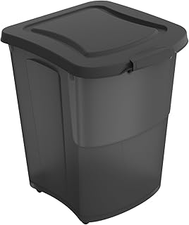 Rotho Archie Tierfutterbehälter Deckel, lebensmittelechter Kunststoff (PP) BPA-frei, schwarz transparent, 38l, (41 x 37 x ...